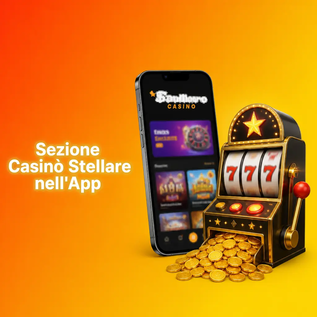 Sezione casinò dell'app con categorie di giochi